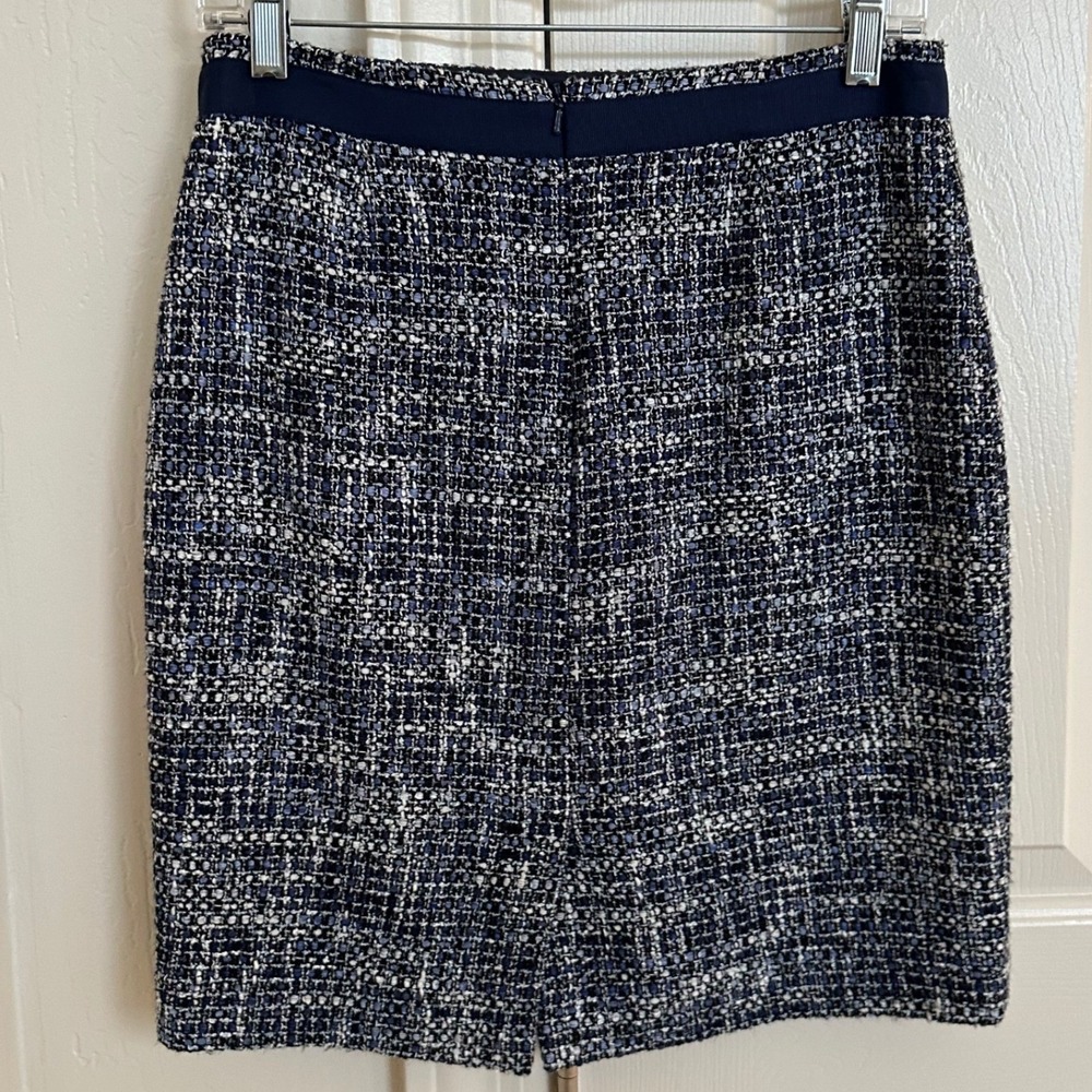 Brooks Brothers Blue & White Tweed Mini Skirt -‎ Woven Italy - Bemberg Lined - 4 - Picture 2 of 6
